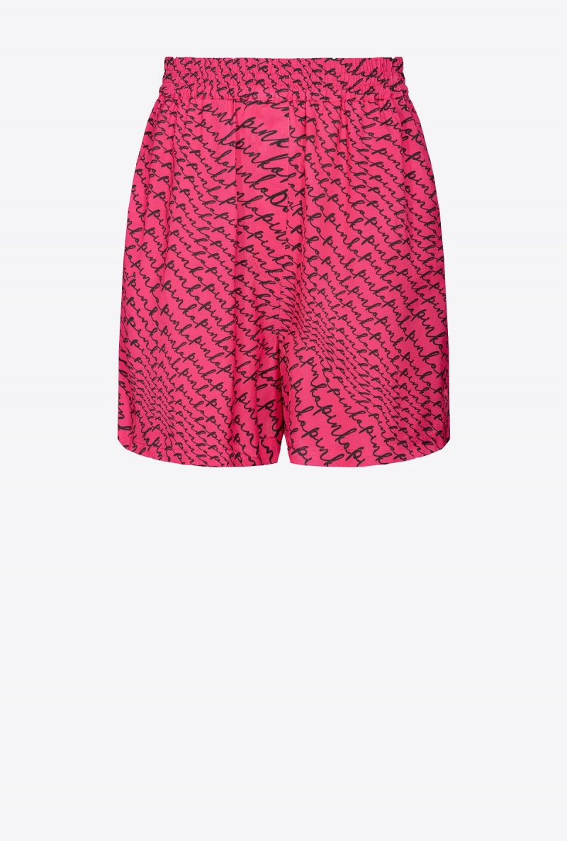PINKO PINK/BLACK Pinko Shorts with fluid logo print | MYICD39321