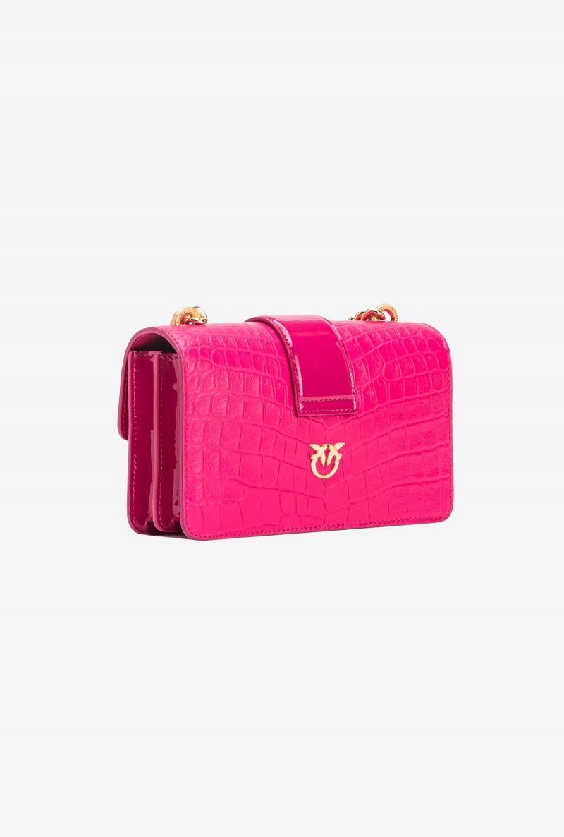 PINKO PINK-BRUSHED GOLD Pinko Galleria crocodile patent leather Mini Love Bag One | YMYVQ20853