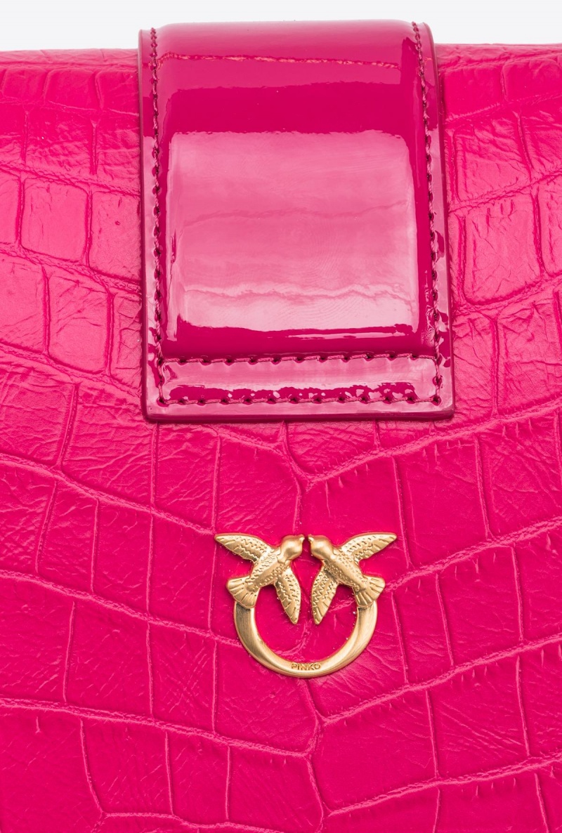 PINKO PINK-BRUSHED GOLD Pinko Galleria crocodile patent leather Mini Love Bag One | YMYVQ17889