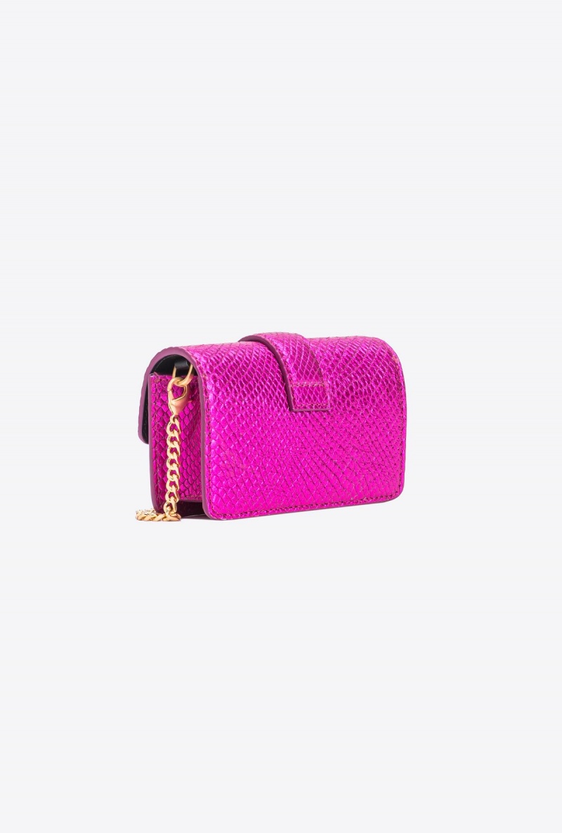 PINKO PINK-BRUSHED GOLD Pinko Galleria laminated reptile Micro Love Bag One | EMYHC50036