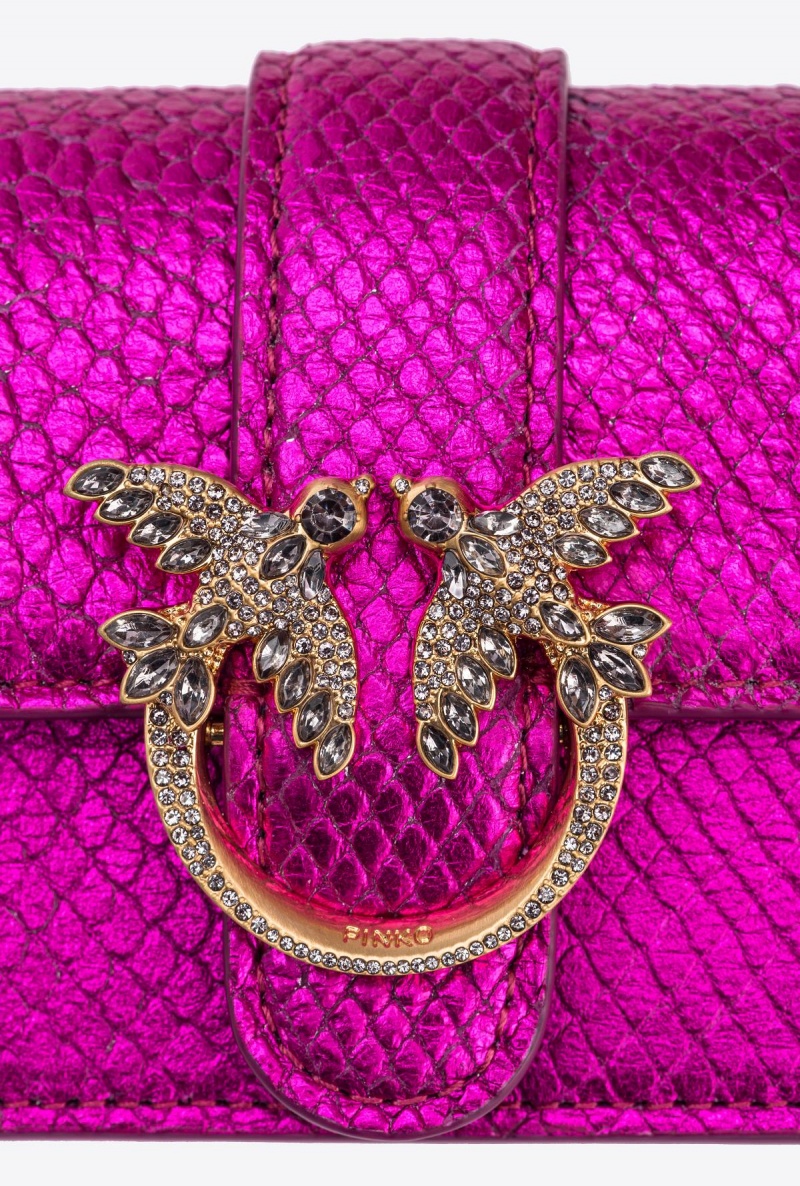 PINKO PINK-BRUSHED GOLD Pinko Galleria laminated reptile Micro Love Bag One | EMYHC50036