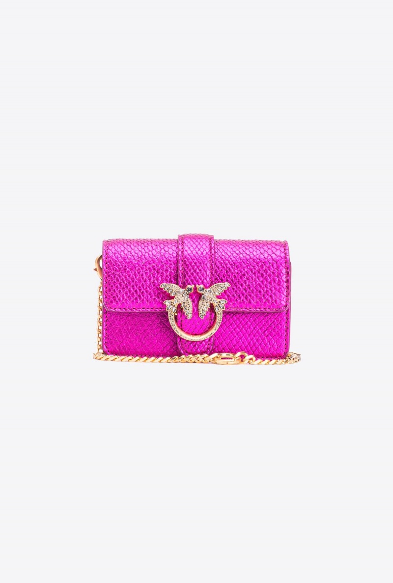 PINKO PINK-BRUSHED GOLD Pinko Galleria laminated reptile Micro Love Bag One | EMYHC50036