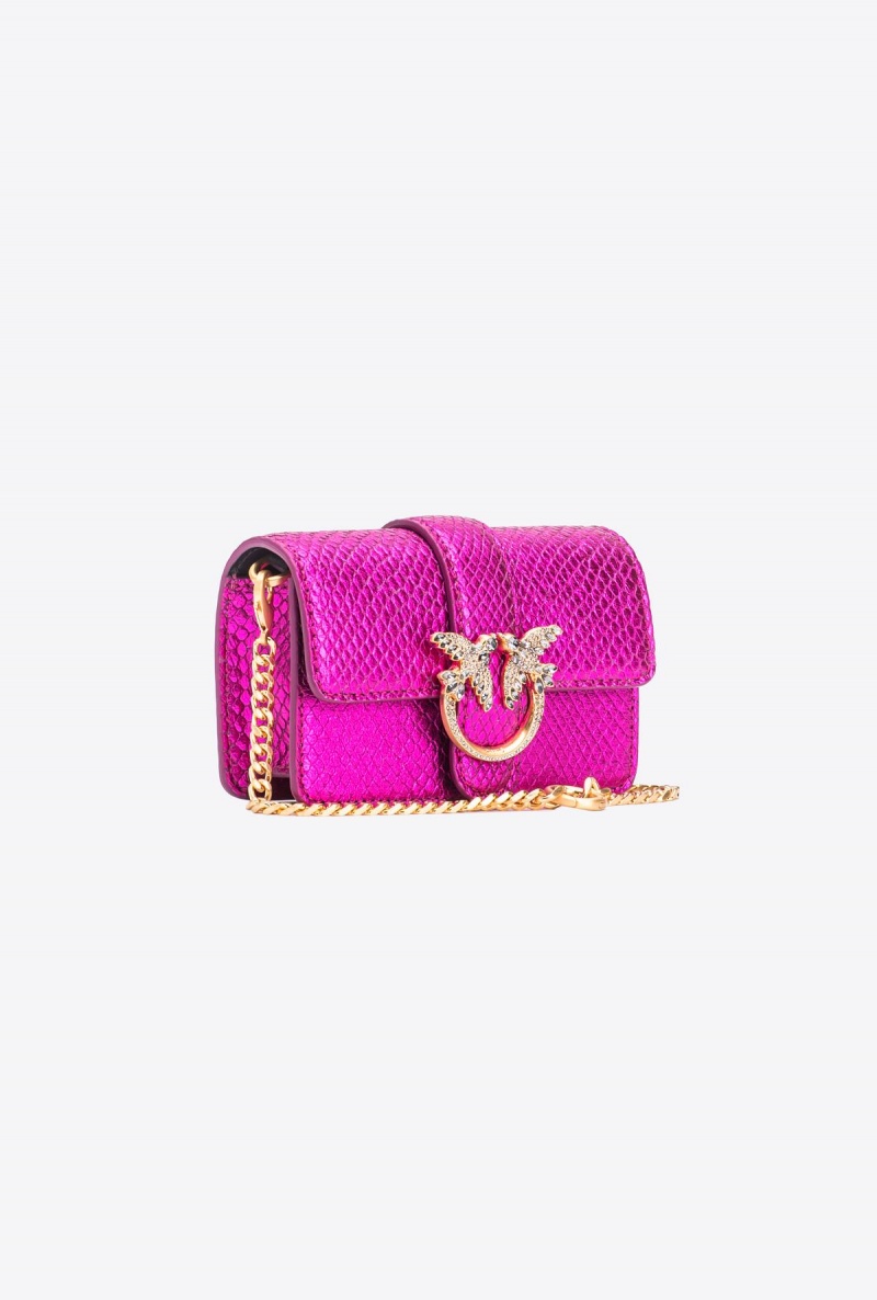 PINKO PINK-BRUSHED GOLD Pinko Galleria laminated reptile Micro Love Bag One | SMYVO45955