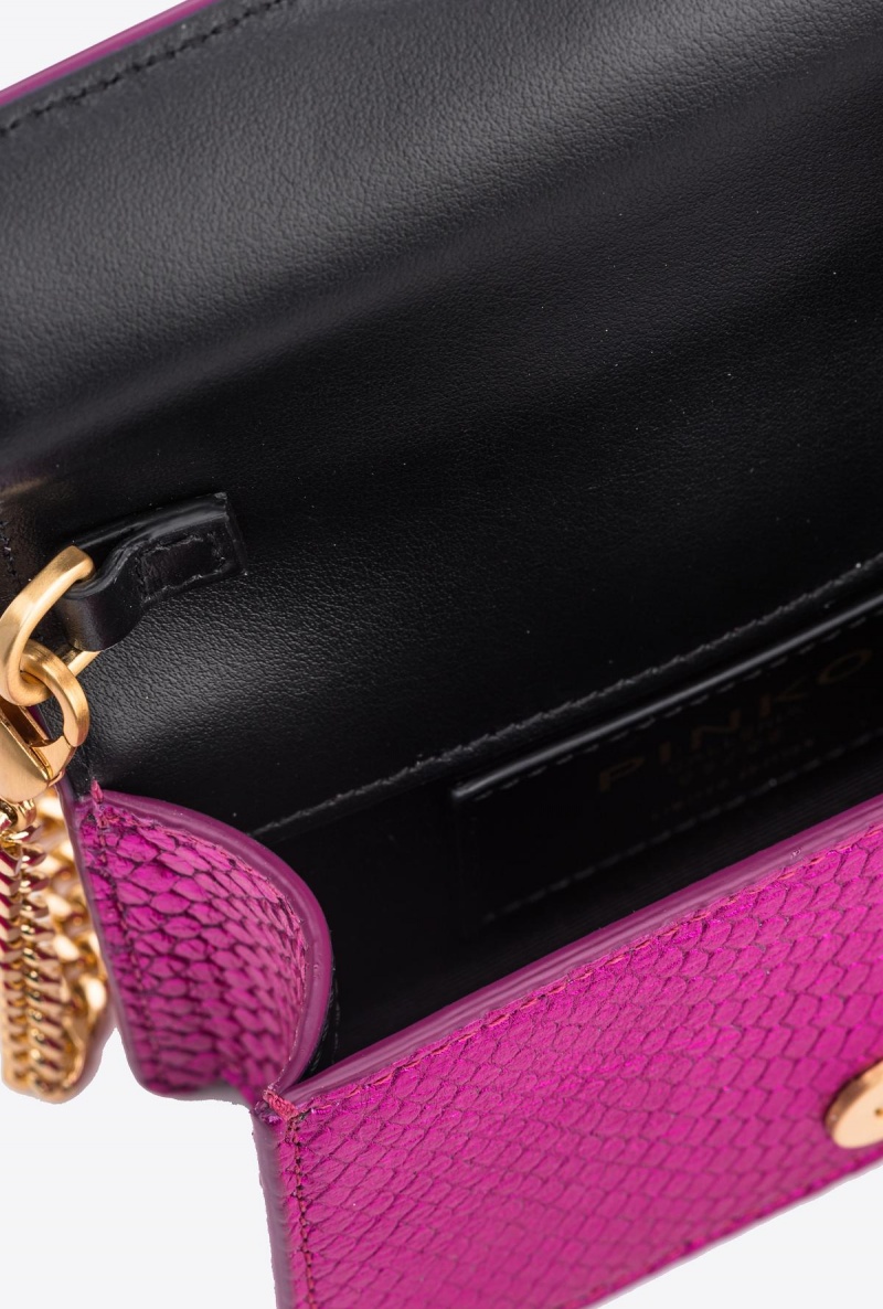 PINKO PINK-BRUSHED GOLD Pinko Galleria laminated reptile Micro Love Bag One | SMYVO45955