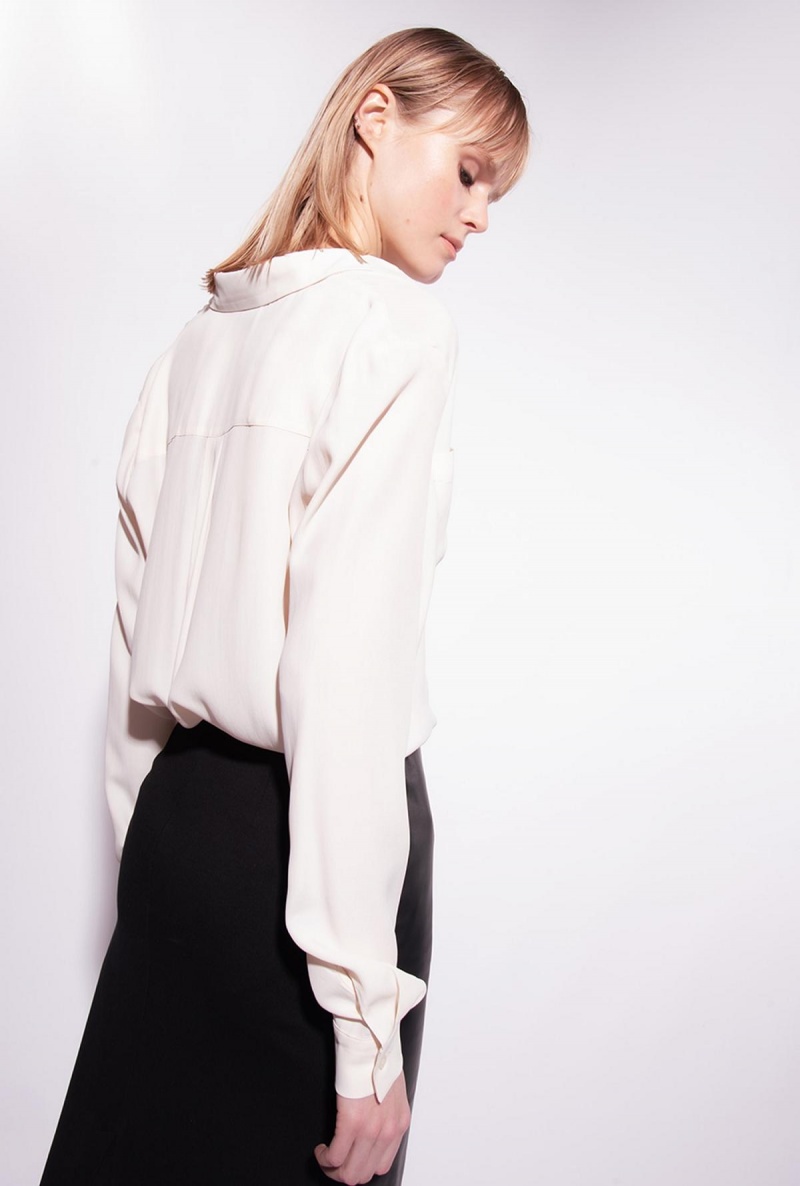 PINK SMOKE WHITE Pinko Silk-blend shirt with breast pocket | QMYWA54629