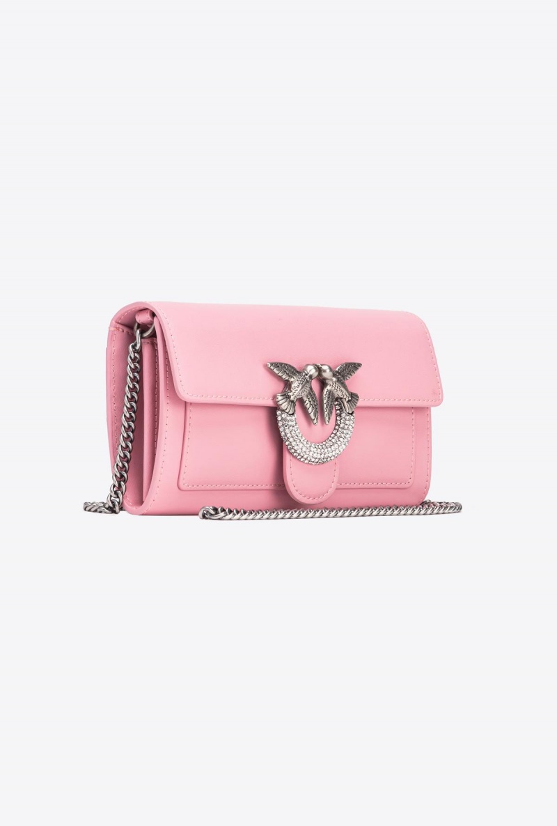 PINK - BLUSH-OLD SILVER Pinko Love Bag One Wallet with rhinestones | UMYND11074
