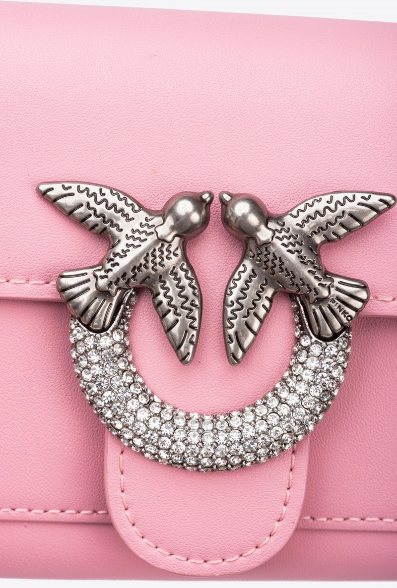 PINK - BLUSH-OLD SILVER Pinko Love Bag One Wallet with rhinestones | UMYND11074