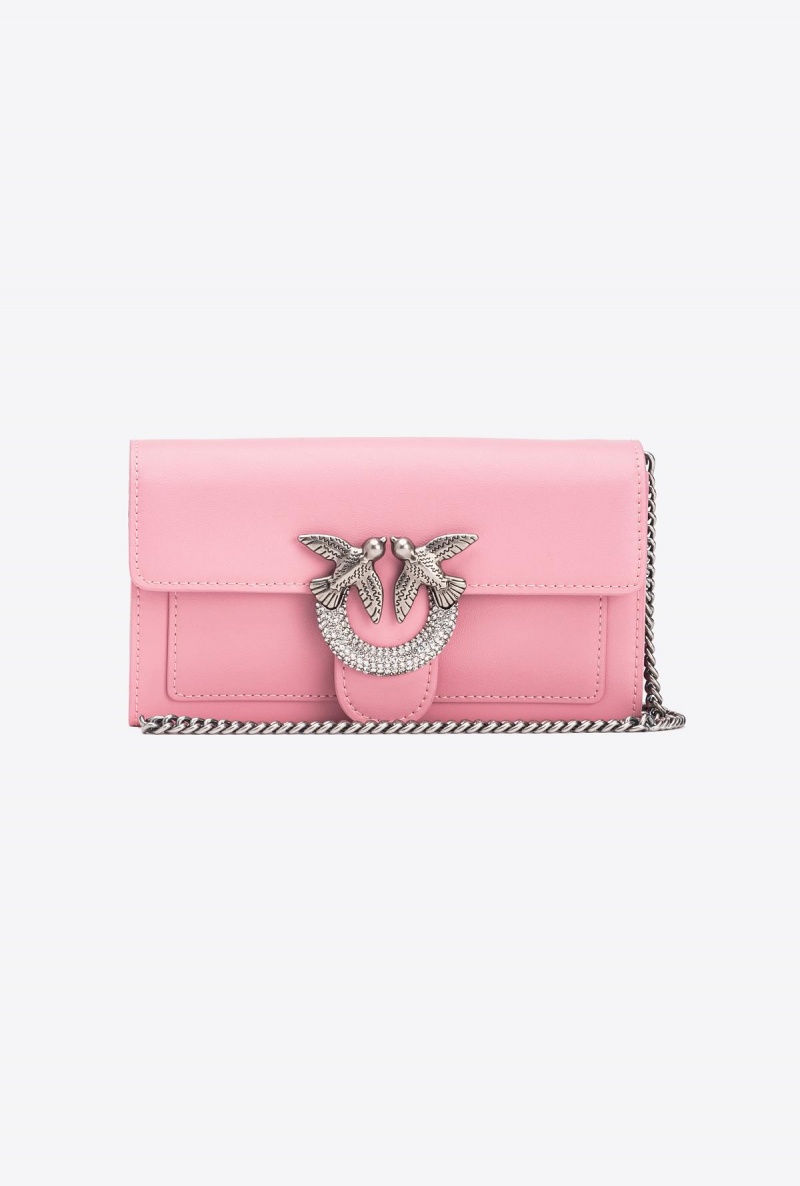 PINK - BLUSH-OLD SILVER Pinko Love Bag One Wallet with rhinestones | UMYND11074