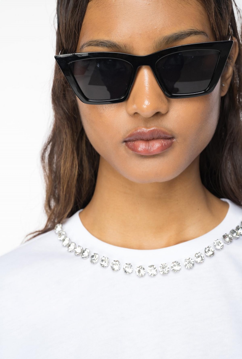 PURE WHITE Pinko T-shirt with shiny embroidery | GMYEC52806