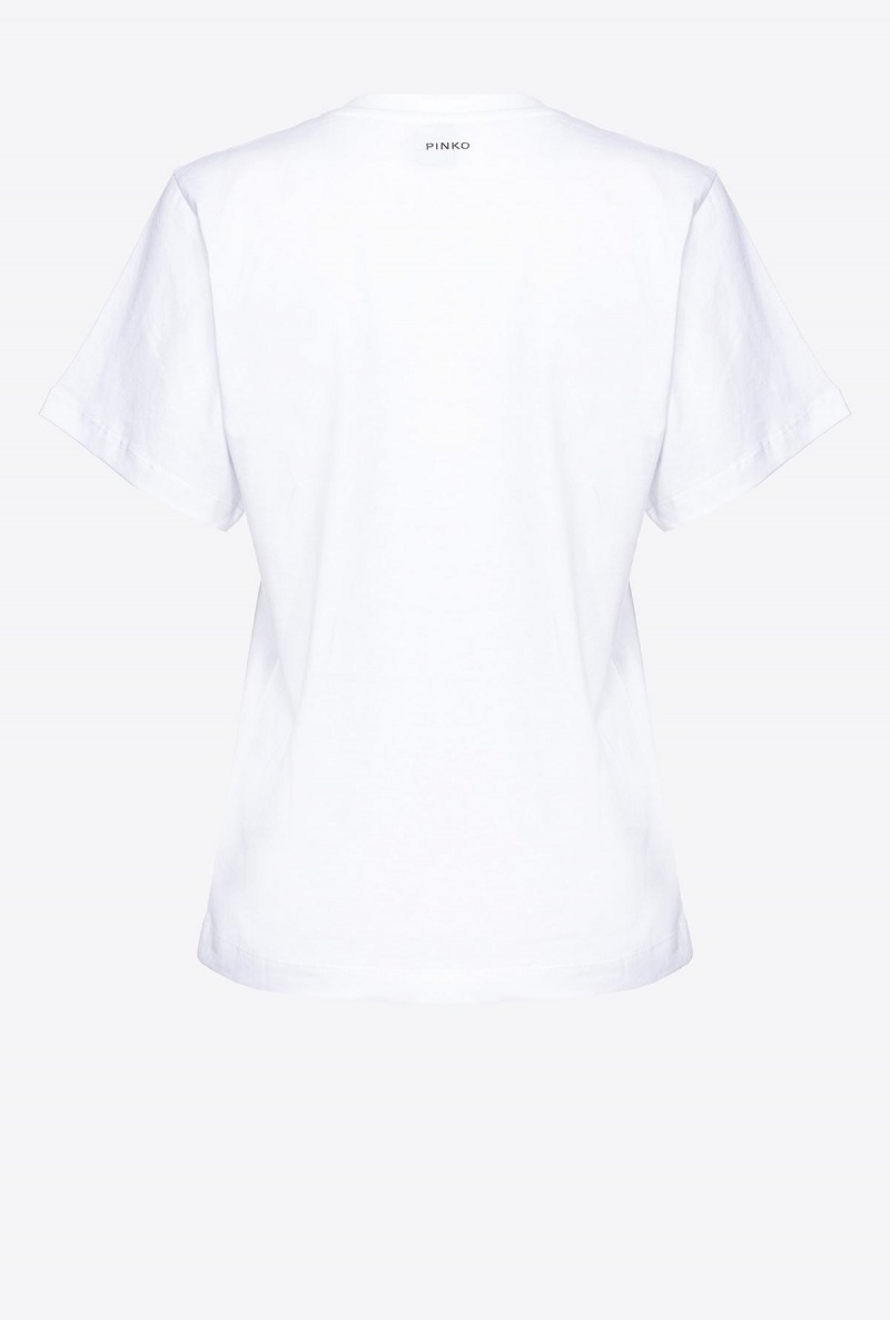 PURE WHITE Pinko T-shirt with shiny embroidery | GMYEC52806