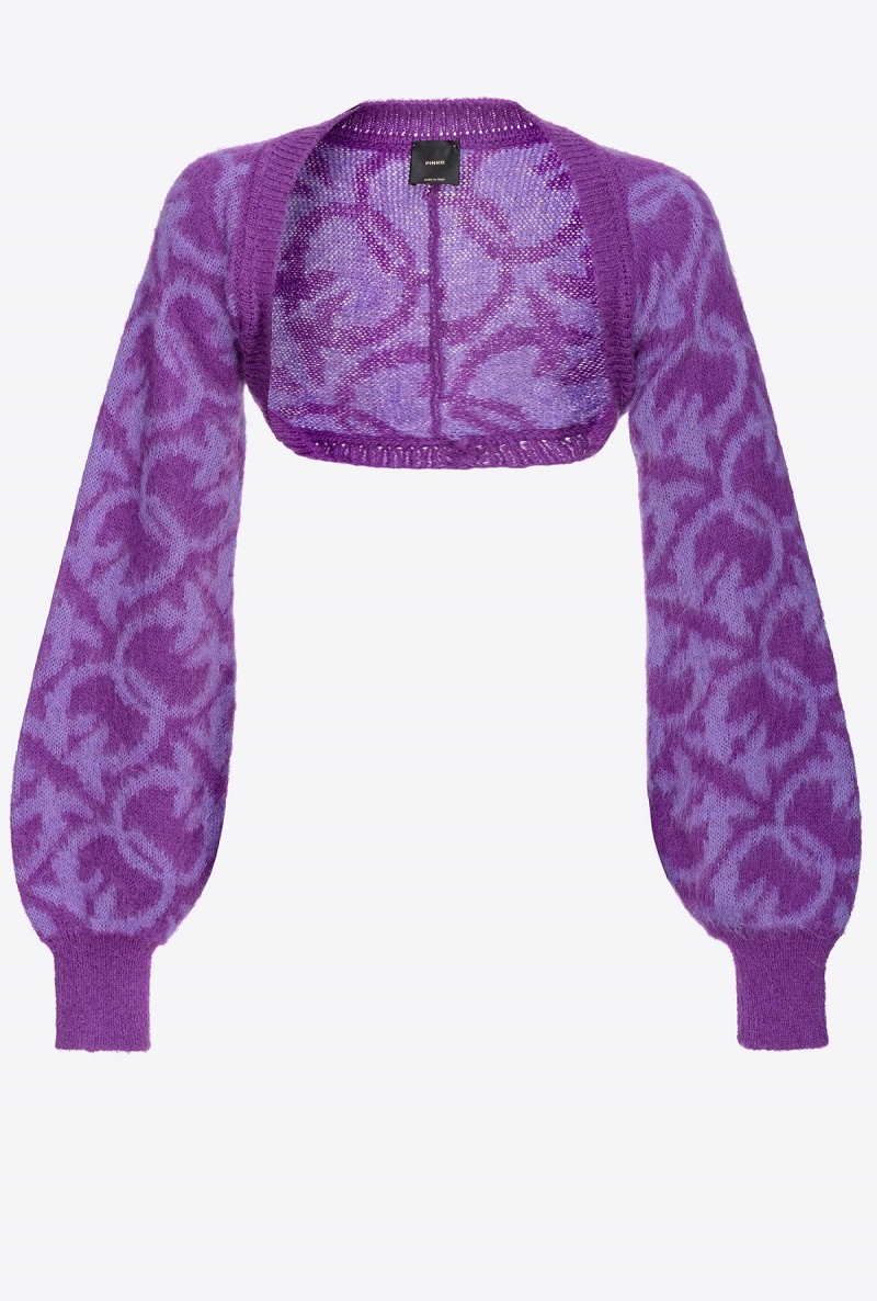 PURPLE/LILAC Pinko Love Birds alpaca-blend shrug | BMYSD29761