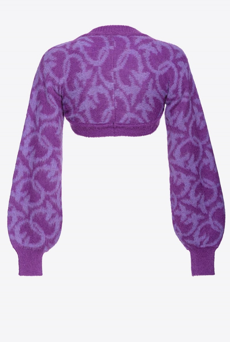 PURPLE/LILAC Pinko Love Birds alpaca-blend shrug | BMYSD29761