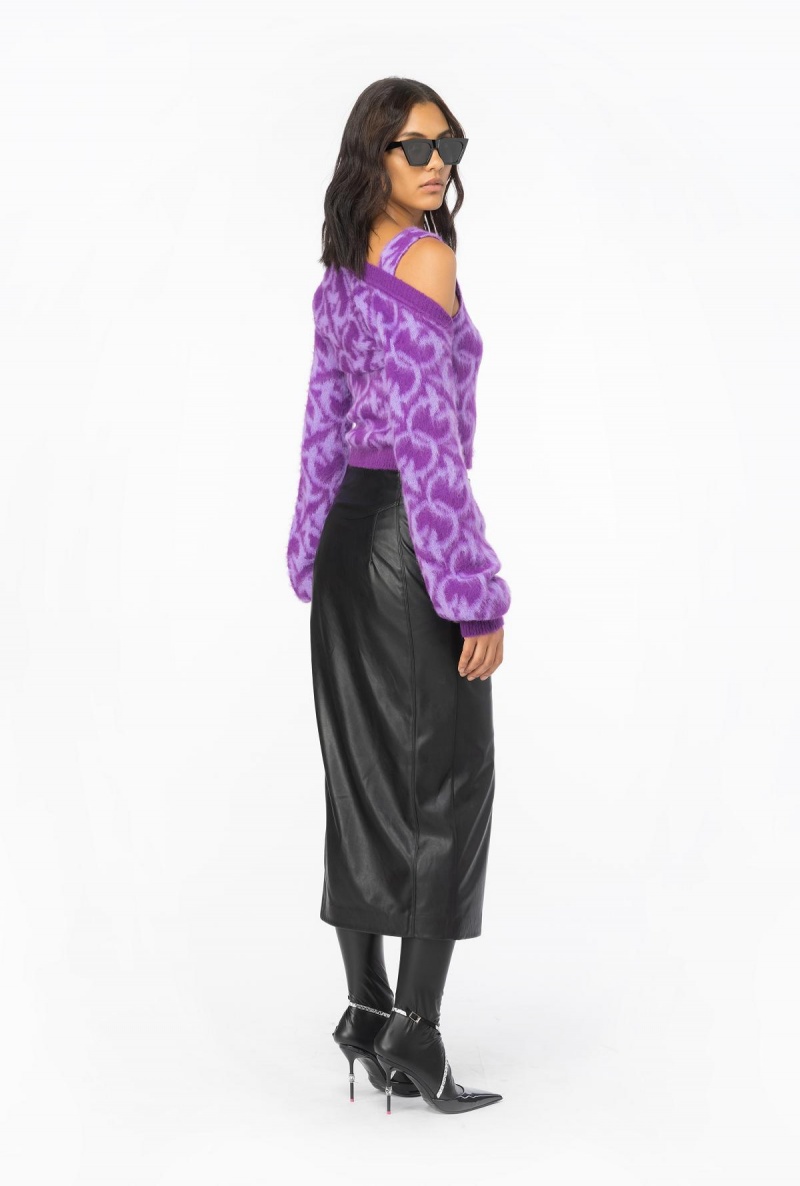 PURPLE/LILAC Pinko Love Birds alpaca-blend top | MMYHR74932