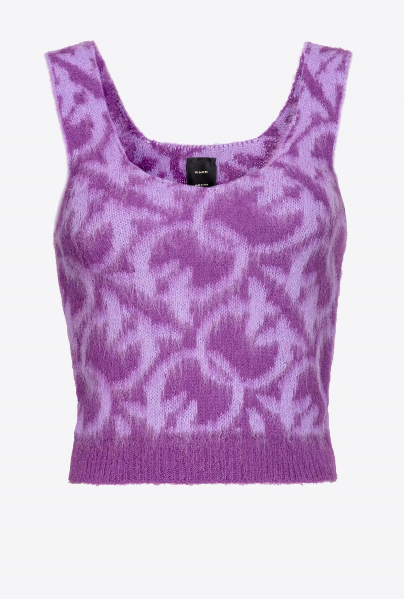 PURPLE/LILAC Pinko Love Birds alpaca-blend top | MMYHR74932