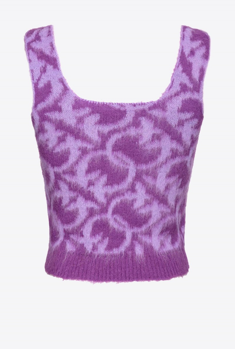 PURPLE/LILAC Pinko Love Birds alpaca-blend top | MMYHR74932