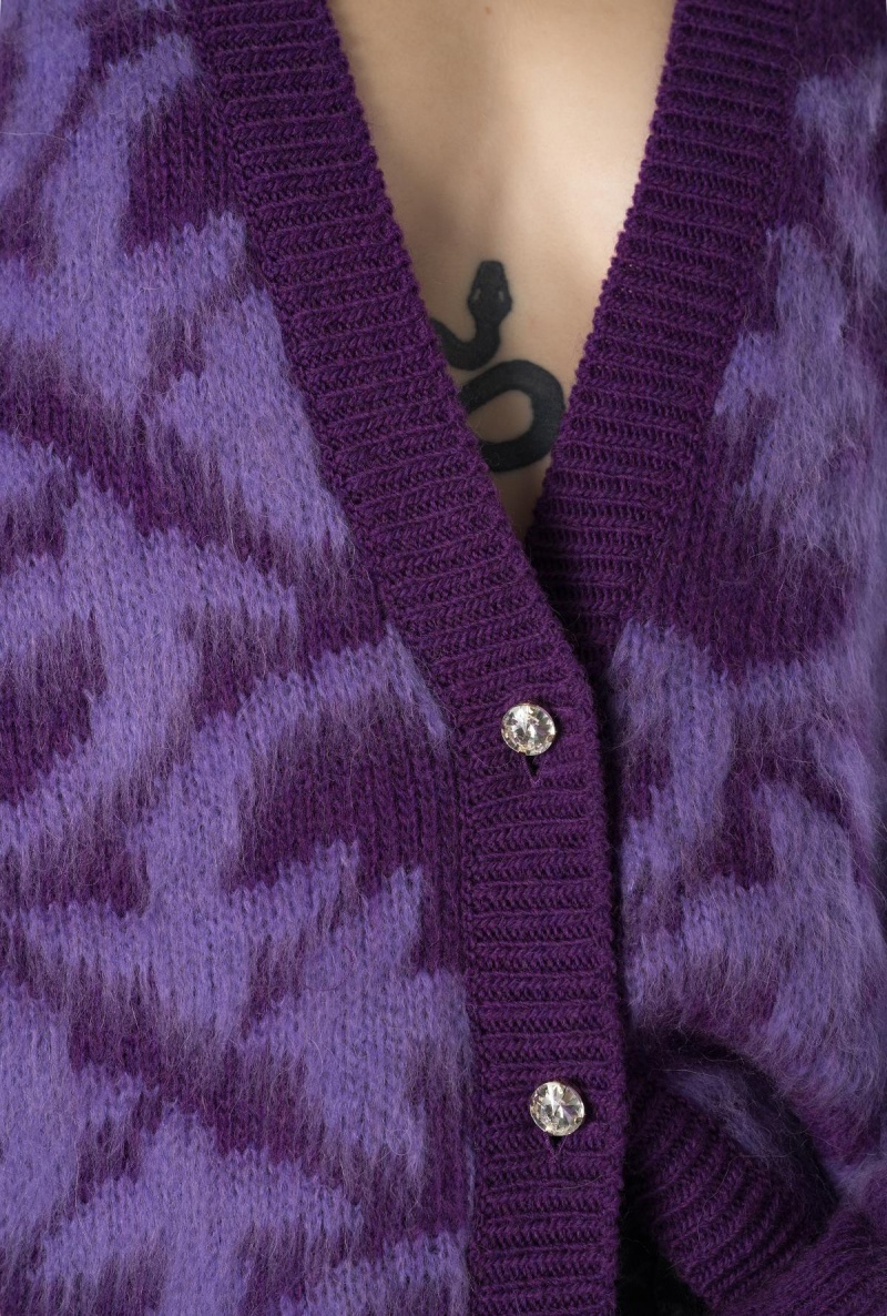 PURPLE/LILAC Pinko Love Birds wool and alpaca cardigan | MYJVR45817
