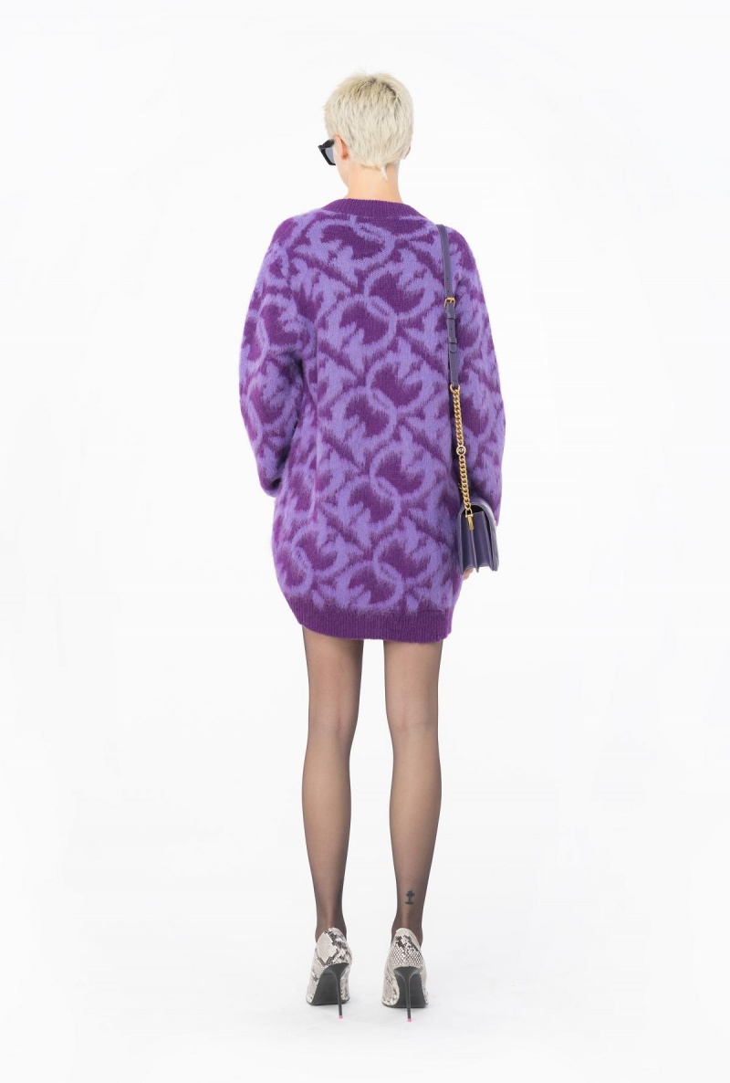 PURPLE/LILAC Pinko Love Birds wool and alpaca cardigan | MYJVR45817