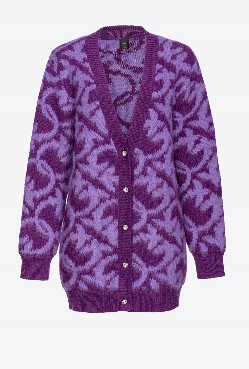 PURPLE/LILAC Pinko Love Birds wool and alpaca cardigan | MYJVR45817