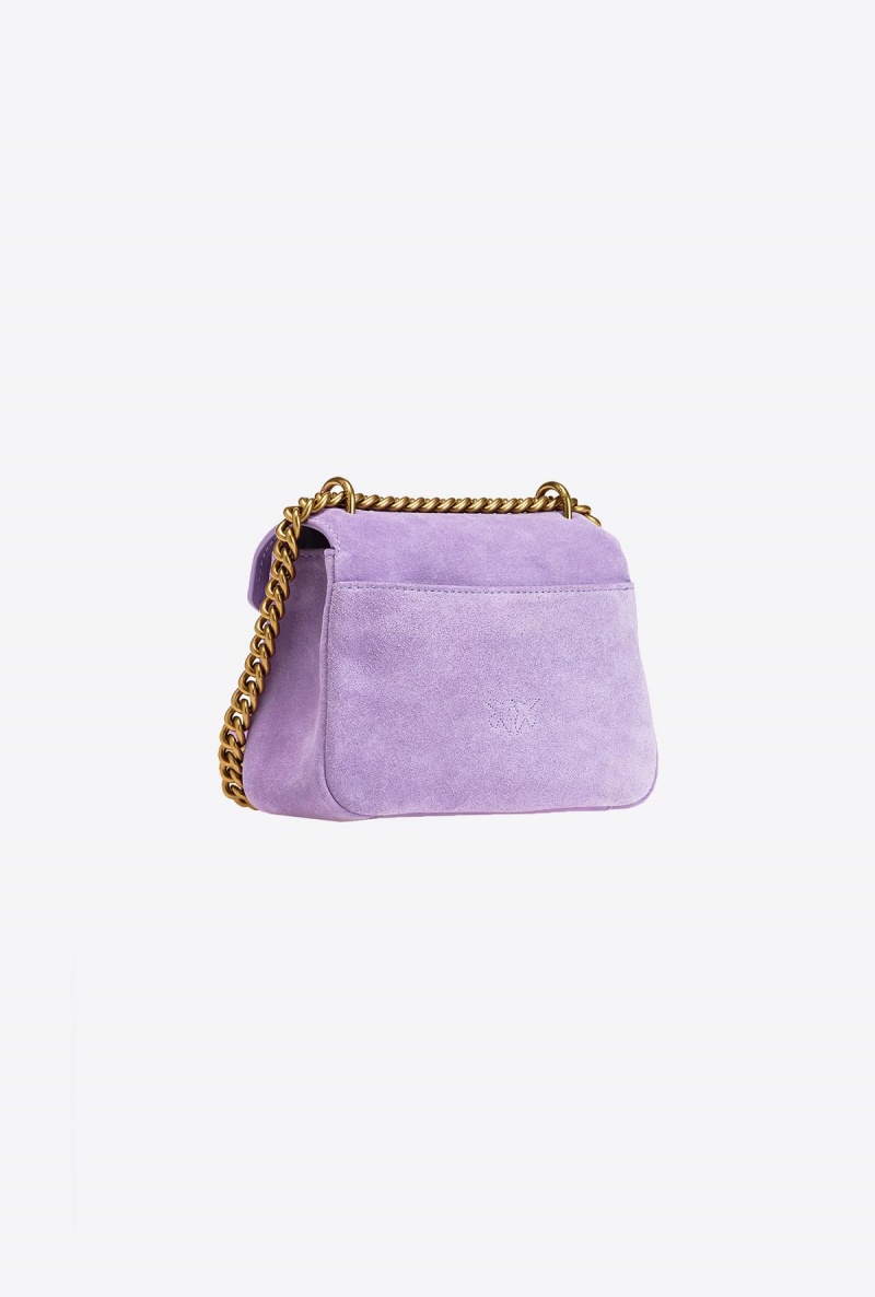 PURPLE TULIP-ANTIQUE GOLD Pinko Mini Cupido Bag Messenger in suede | DMYKV48653