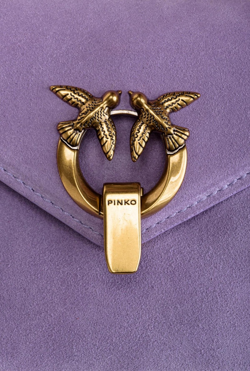 PURPLE TULIP-ANTIQUE GOLD Pinko Mini Cupido Bag Messenger in suede | DMYKV48653