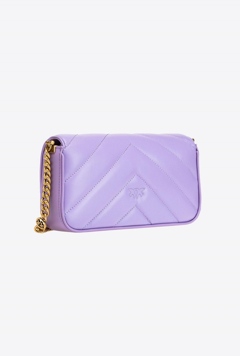 PURPLE TULIP-ANTIQUE GOLD Pinko Mini Love Bag Click Baguette Big Chevron | MYEGJ85935