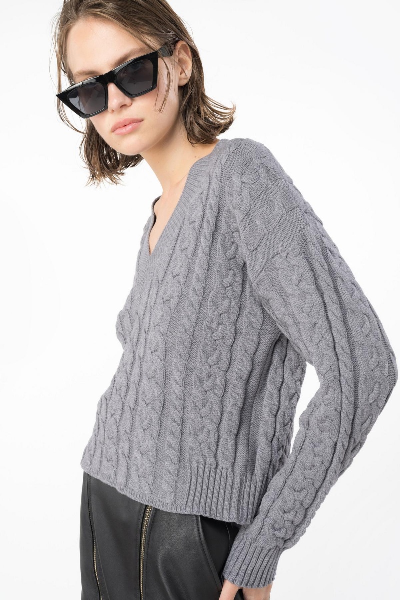 ROCK GREY Pinko Cable-knit sweater | AMYDF20855