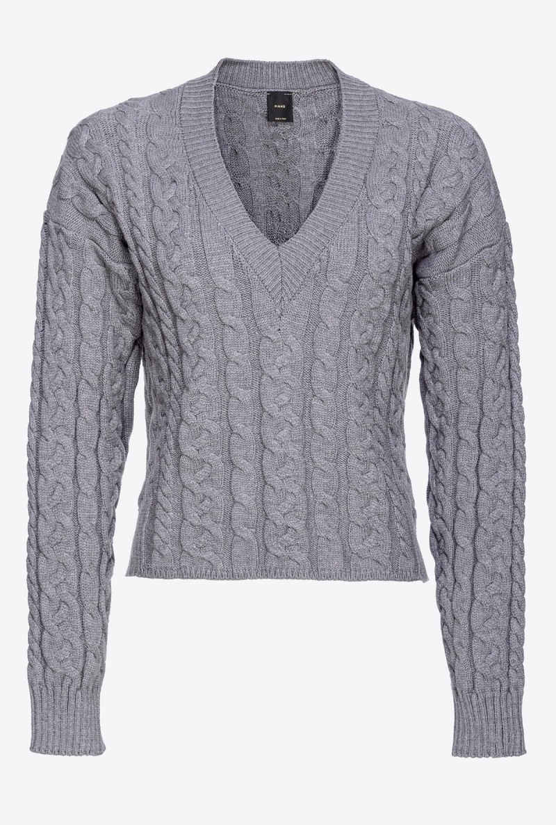 ROCK GREY Pinko Cable-knit sweater | AMYDF20855