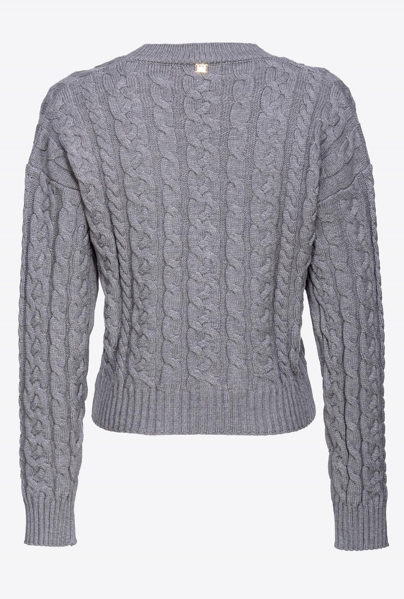 ROCK GREY Pinko Cable-knit sweater | AMYDF20855