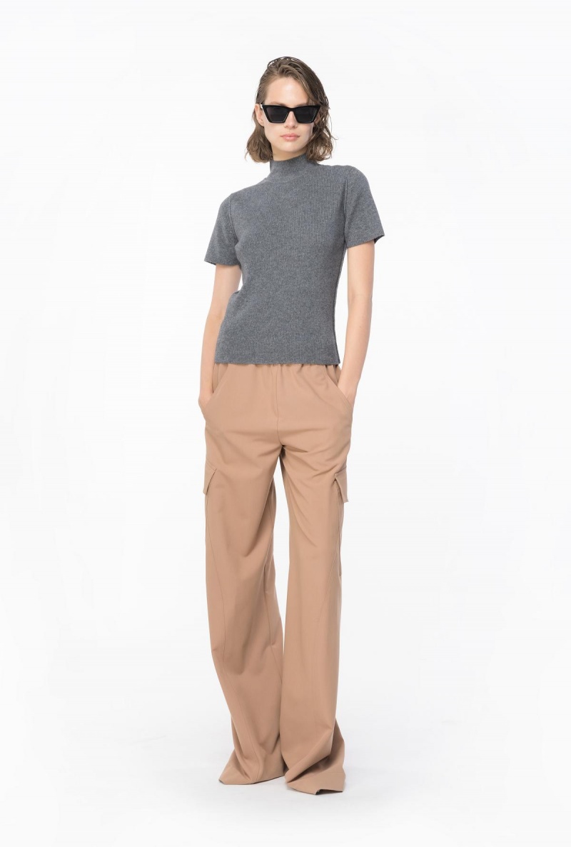 ROCK GREY Pinko Ribbed wool and cashmere sweater | MYIIZ46430