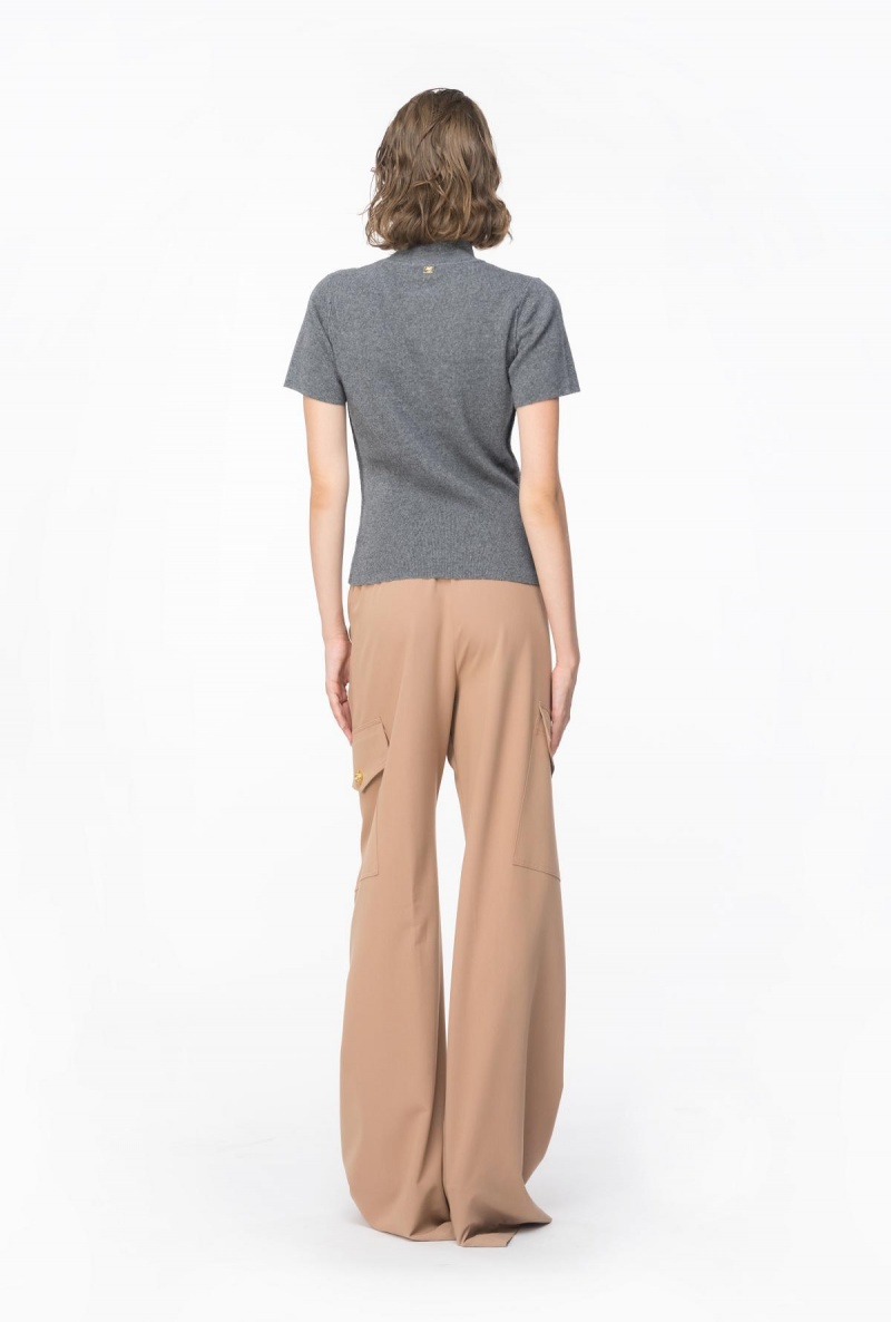 ROCK GREY Pinko Ribbed wool and cashmere sweater | MYIIZ46430