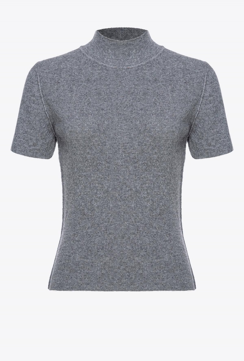 ROCK GREY Pinko Ribbed wool and cashmere sweater | MYIIZ46430