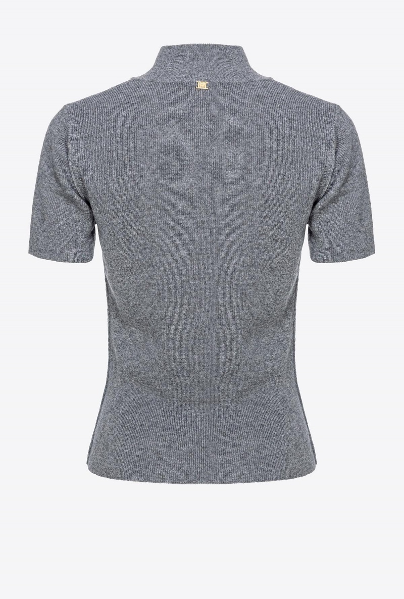 ROCK GREY Pinko Ribbed wool and cashmere sweater | MYIIZ46430