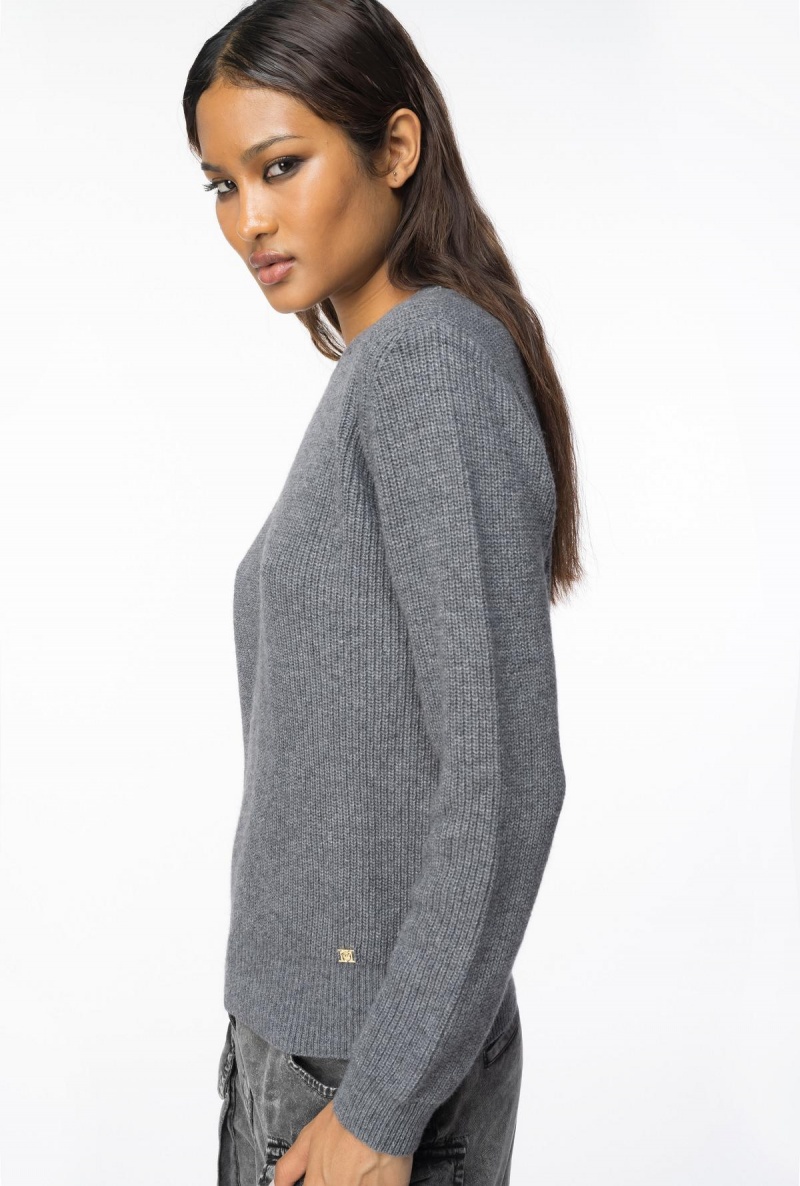 ROCK GREY Pinko Ribbed wool and cashmere sweater | MYJVR36442