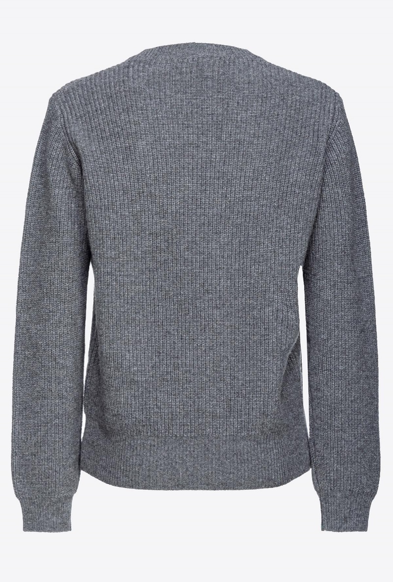 ROCK GREY Pinko Ribbed wool and cashmere sweater | MYJVR36442
