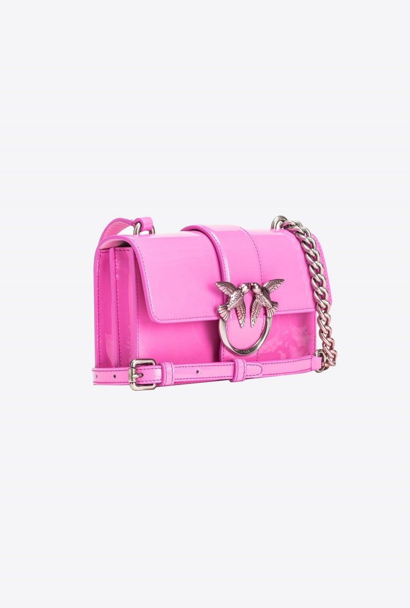 ROSE PETAL-OLD SILVER Pinko Galleria shiny shaded leather Mini Love Bag One | LMYTR88669