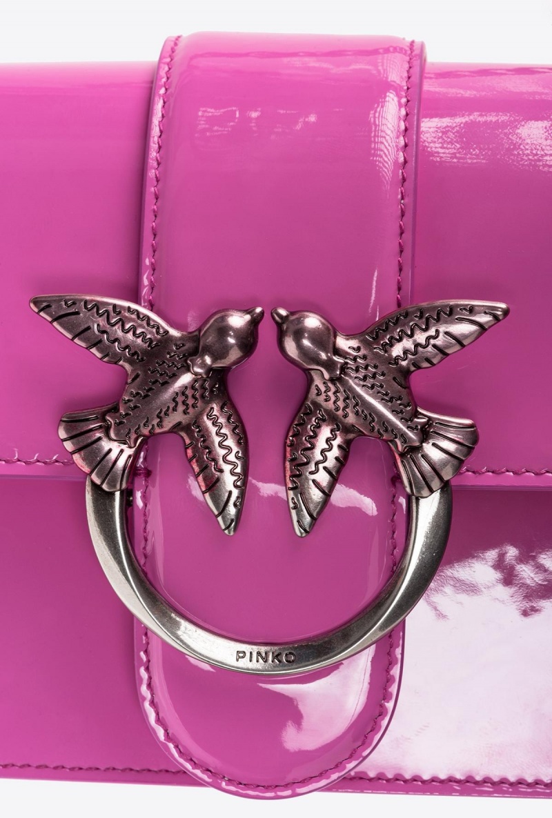 ROSE PETAL-OLD SILVER Pinko Galleria shiny shaded leather Mini Love Bag One | LMYTR88669