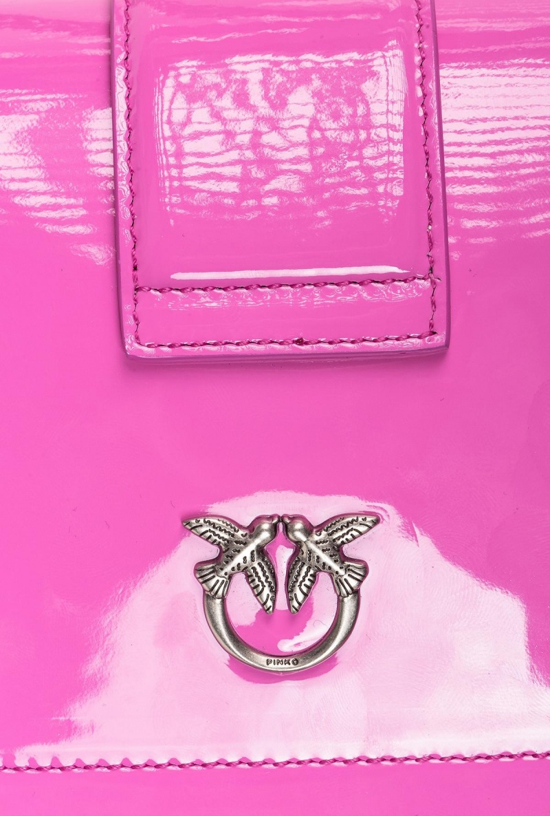 ROSE PETAL-OLD SILVER Pinko Galleria shiny shaded leather Mini Love Bag One | LMYTR88669