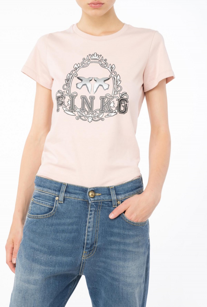 ROSY CLOUD Pinko Vintage Frame-print T-shirt | AMYWC36306
