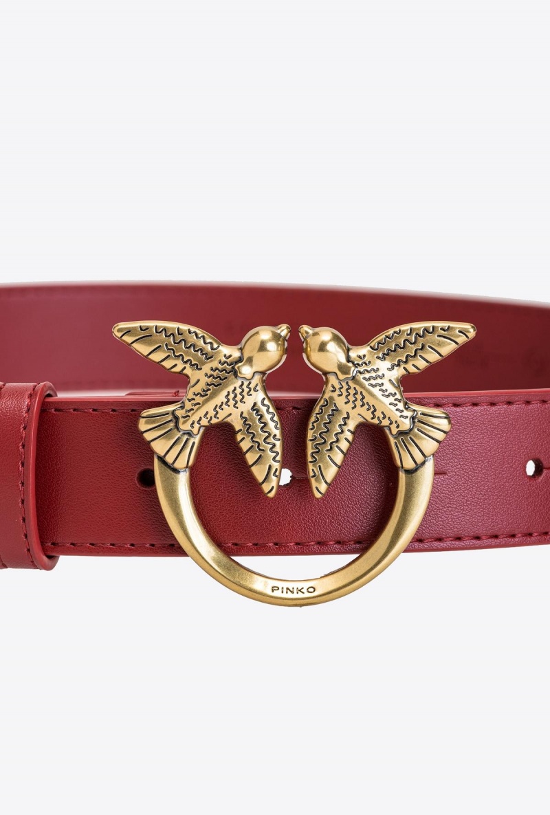 RUBY RED-ANTIQUE GOLD Pinko Love Birds leather belt | BMYSO72211