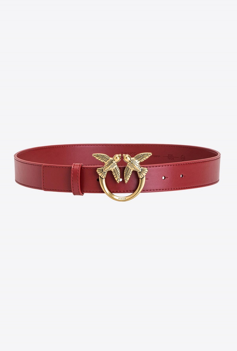 RUBY RED-ANTIQUE GOLD Pinko Love Birds leather belt | BMYSO72211
