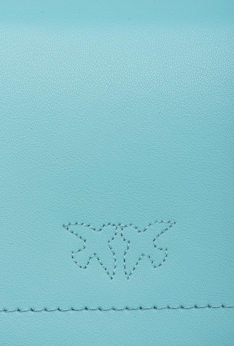SEA BLUE-ANTIQUE GOLD Pinko Micro Love Bag Bell in leather | AMYWC69431