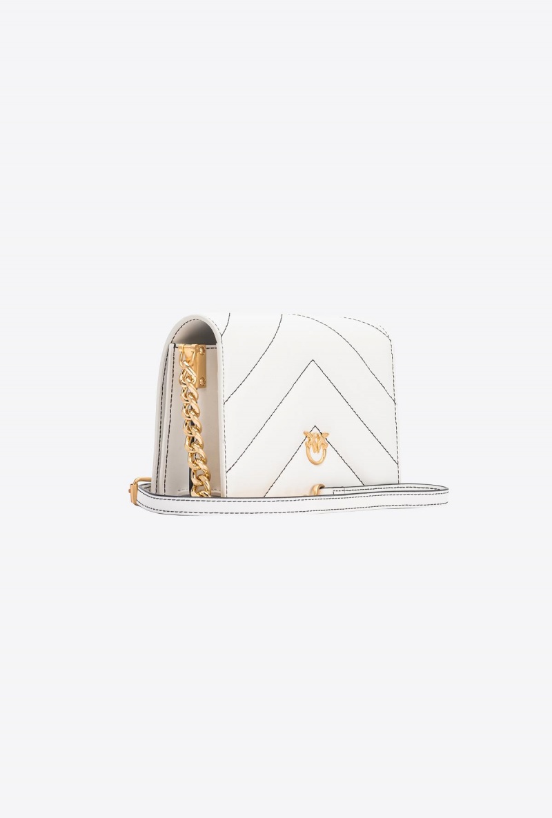 SILK WHITE+COLOUR CONTRASTING COLOUR Pinko Galleria Mini Love Bag Click Big Chevron Opposite | MYCVG41701