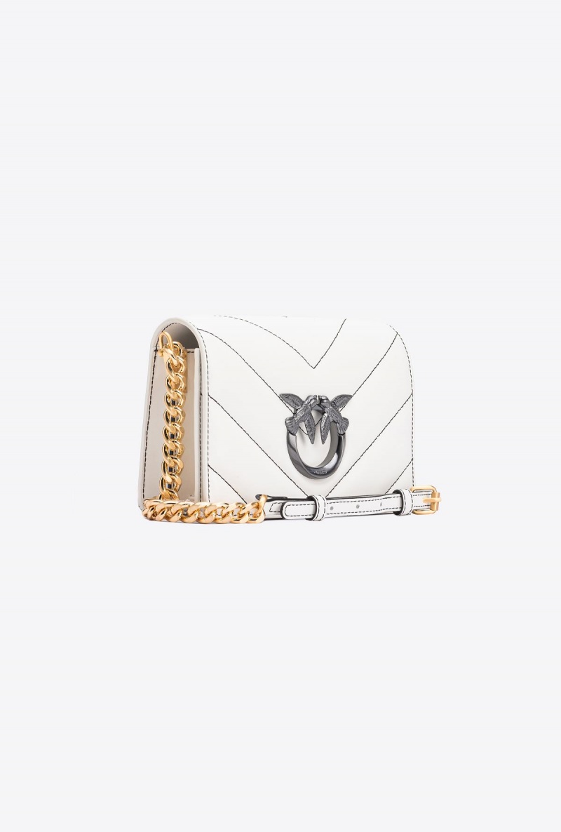 SILK WHITE+COLOUR CONTRASTING COLOUR Pinko Galleria Mini Love Bag Click Big Chevron Opposite | MYCVG41701