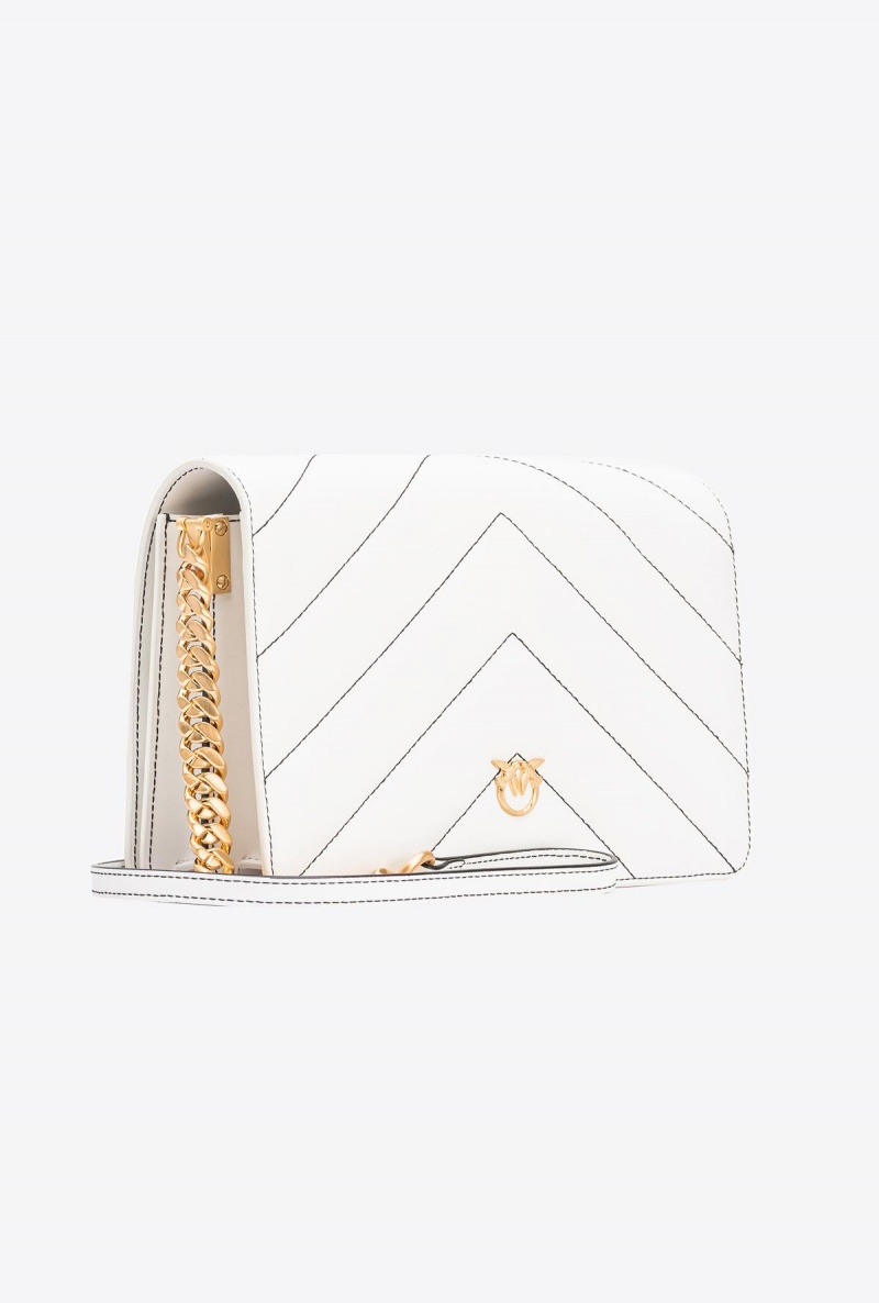 SILK WHITE+COLOUR CONTRASTING COLOUR Pinko Galleria Classic Love Bag Click Big Chevron Opposite | UMYND36411