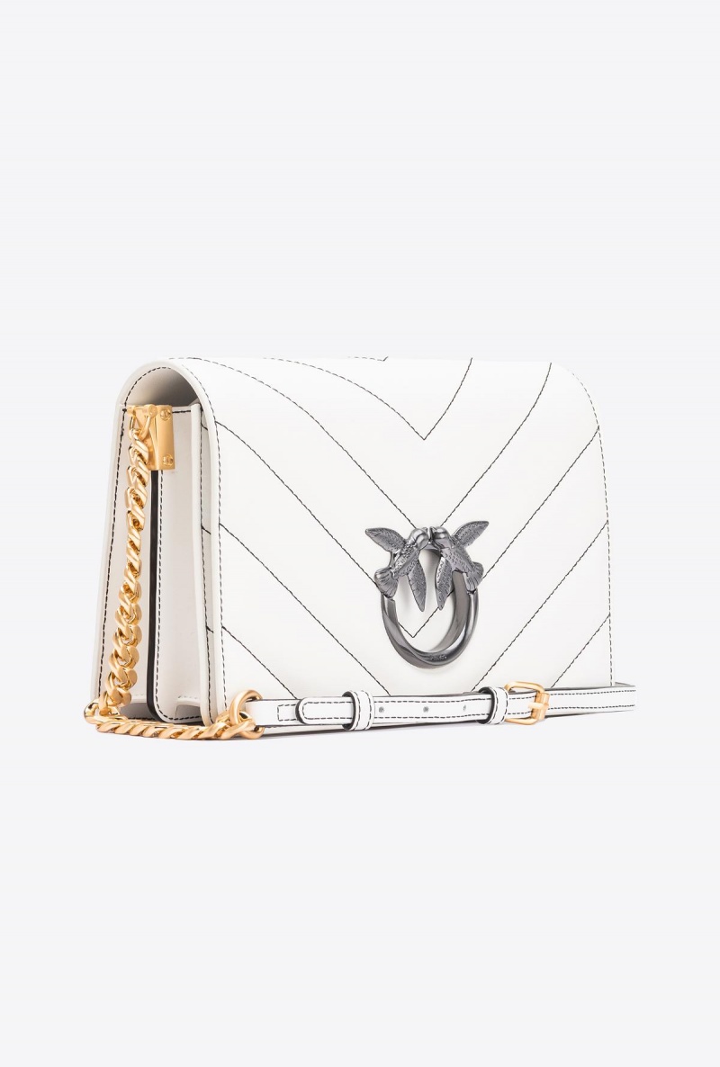 SILK WHITE+COLOUR CONTRASTING COLOUR Pinko Galleria Classic Love Bag Click Big Chevron Opposite | UMYND36411
