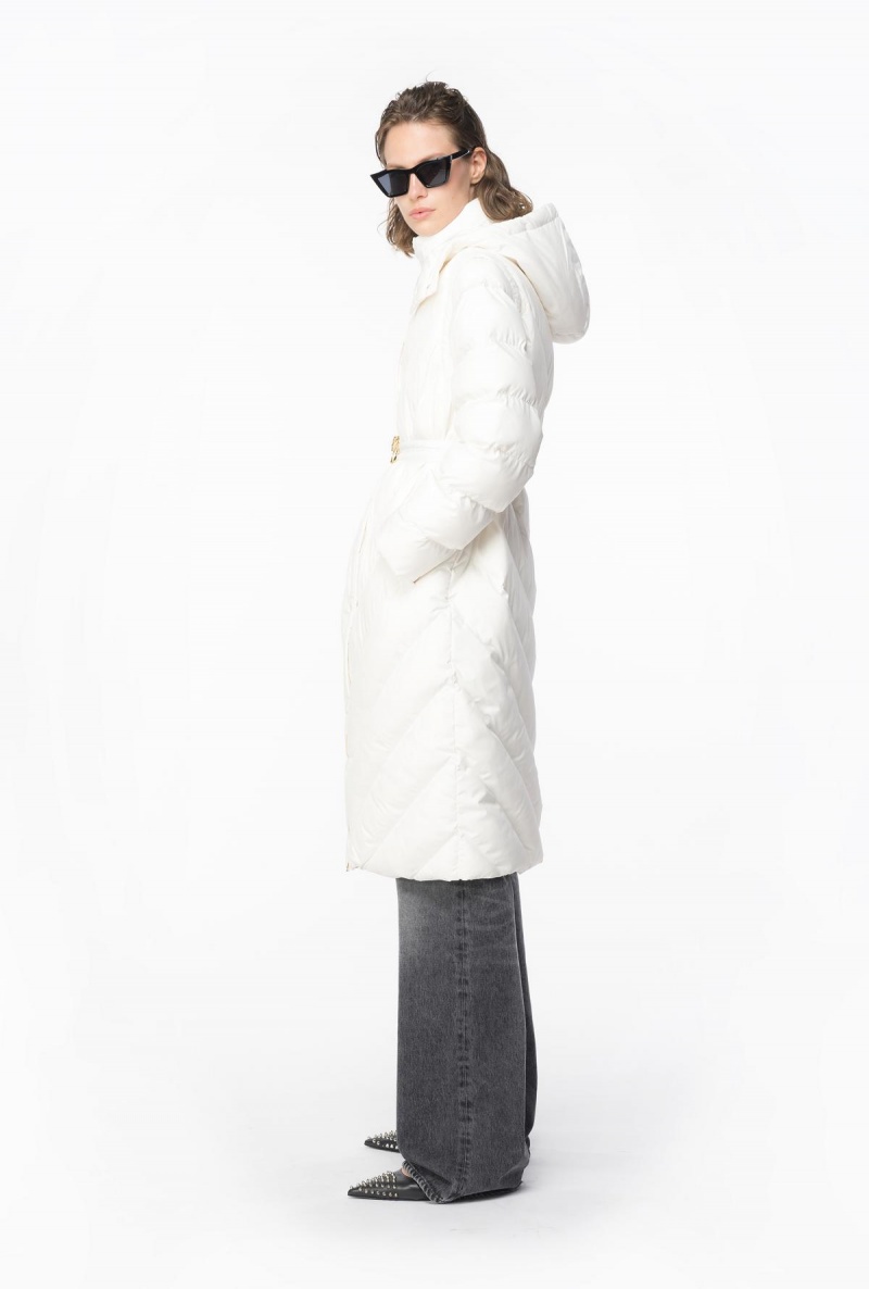 SILK WHITE Pinko Long padded chevron jacket | MYQAV25898