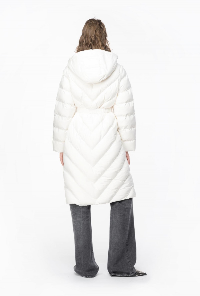 SILK WHITE Pinko Long padded chevron jacket | MYQAV25898