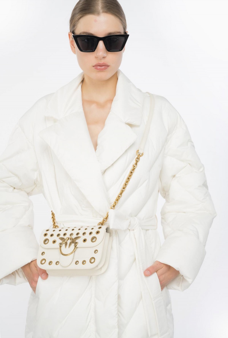 SILK WHITE Pinko Long wraparound down jacket | MYICD45923