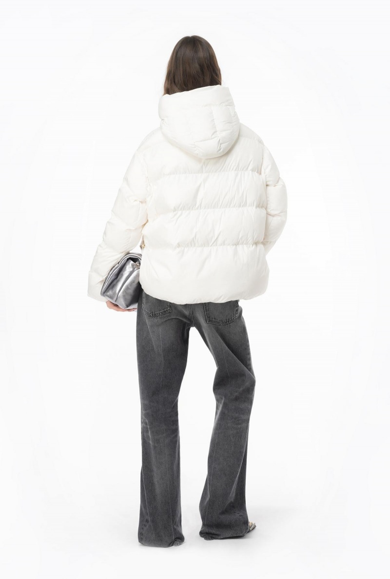 SILK WHITE Pinko Technical canvas jacket with hood | MYNZX51996
