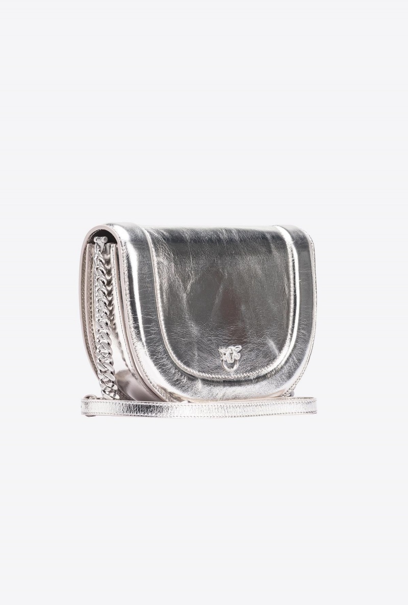 SILVER-BLOCK COLOUR Pinko Galleria laminated Classic Love Bag Click Round | MYEAH48523